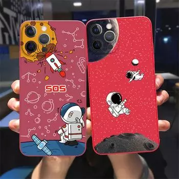 Роскошный чехол с мультяшным астронавтом для iPhone 13 12 11 Pro Max Mini 7 8 X XR XS Max SE 2020, мягкая силиконовая задняя крышка iPhone 13