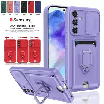 Роскошный чехол с окном для камеры и магнитным слотом для карт памяти для Samsung Galaxy A55 A35 A15 A25 A54 A34 A14 A53 A52 S24 S23 Ultra For Samsung S24 plus красный