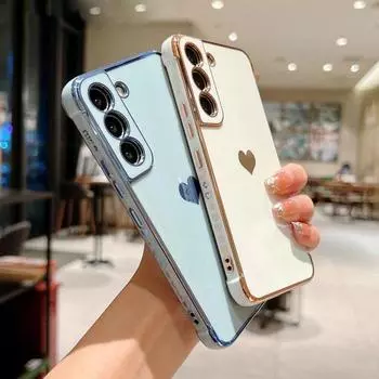 Роскошный чехол с покрытием для Samsung Galaxy S22 S23 Ultra S21 S20 FE A52 A53 S22 Plus, чехол для телефона с сердечком и боковым узором Samsung A53 5G белый