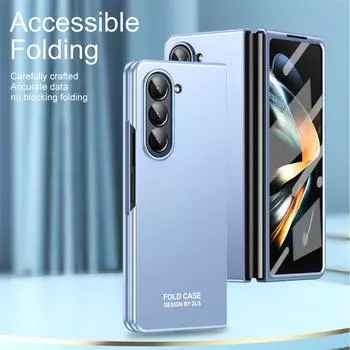 Роскошный чехол с покрытием для Samsung Galaxy Z Fold 5, тонкий корпус, матовая складная пленка с полным покрытием, защитная пленка, аксессуары Z Fold 5 темно-зеленого