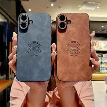 Роскошный чехол с принтом из овчины в виде астронавта для iPhone 16 Pro Max 15 14 Plus 13 12 11 Pro Samsung S24 23 22 Ultra Plus, защитный чехол от падения Samsung Note 20 Ultra чёрный