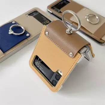 Роскошный чехол с пряжкой для Samsung Galaxy Z Flip 3 5g, модный кожаный противоударный защитный чехол для телефона, чехол для Z Flip3 Capa for Galaxy Z Flip 3 синий