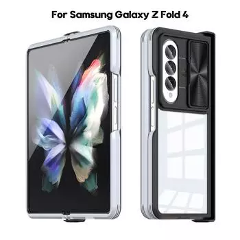 Роскошный чехол с раздвижным окном для Samsung Galaxy Z Fold 4 Fold4 5g, акриловый ПК, жесткий, кристально чистый, полная защита, чехол из ТПУ с мягкими краями For Samsung Z Fold 4