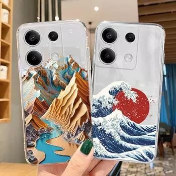 Роскошный чехол с рисунком для iPhone Samsung A55 M34 S24 Xiaomi Redmi 13 Pro 14C Huawei Honor, противоударный бампер для телефона TPU, устойчивый к царапинам, прозрачная задняя крышка Samsung Galaxy S20 FE