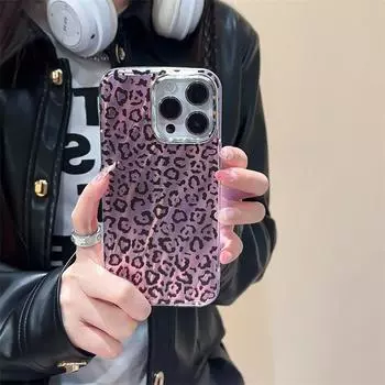 Роскошный чехол с розовым леопардовым принтом и покрытием для iPhone 15 14 13 12 11 Pro Max, защитный чехол от падения iPhone 15 Pro Max