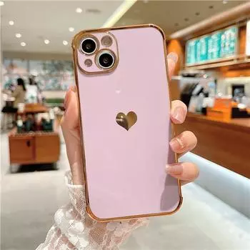 Роскошный чехол с сердечком для iPhone 14 13 12Mini 11 Pro X XR XS Max 7 8 Plus SE SE, мягкий гальванический бампер For iPhone 12 Mini