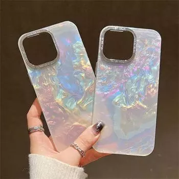 Роскошный чехол Shell Laser для iPhone 14 15 16 Pro Max 12 11 13 Pro Plating Aurora Cover для iPhone 15 Plus Hard Противоударный чехол iPhone 16 Pro Max