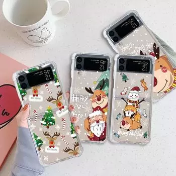 Роскошный чехол Snow Merry Christmas для Samsung Galaxy Z Flip 3 4 5G Funda Z Flip3, прозрачный жесткий противоударный чехол для телефона из ПК Samsung Z Flip4 5G