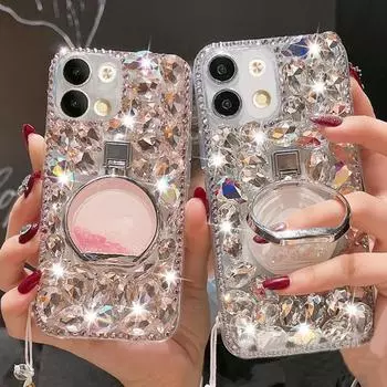 Роскошный чехол со стразами для Samsung S23 S22 Ultra S21 Plus S20 FE A14 A34 A54 A13 A33 A23 A53 A32 A42 A52 A72 A22 A51 A12/iphone 14 13 12 Diamond Cover Samsung S23 розовый