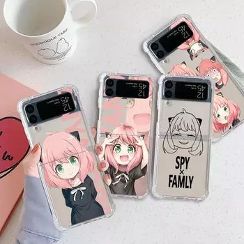 Роскошный чехол SPY X FAMLY для Samsung Galaxy Z Flip 3 4 5G Funda Z Flip3, прозрачный жесткий противоударный чехол для телефона из ПК Samsung Z Flip4 5G