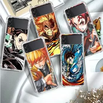Роскошный чехол в стиле аниме Demon Slayer для Samsung Galaxy Z Flip 3 4 5g Funda Z Flip3, прозрачный жесткий противоударный чехол для ПК, чехол для телефона Samsung Z Flip 5G