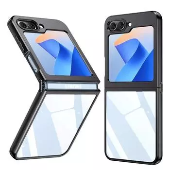Роскошный черный бампер, прозрачная противоударная задняя крышка для Samsung Galaxy Z Flip 4 5 6, складная крышка с металлическим разъемом для ПК for Samsung Z Flip 6 чистый