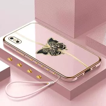 Роскошный черный чехол для телефона с покрытием бабочки для OPPO A98 5G A15 Realme C3 VIVO V21E Infinix HUAWEI P30, мягкий чехол с квадратным краем OPPO A98 5G ярко-зеленый