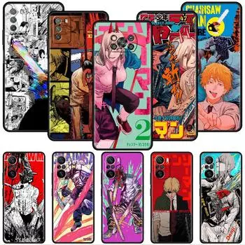 Роскошный черный чехол для телефона Xiaomi Redmi Note 11 10 9 8 7 Pro 9S 9A 9C 10S 8T K40 10C 10S Funda Cover Anime Chainsaw Man Redmi K40