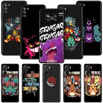 Роскошный черный чехол для телефона Xiaomi Redmi Note 11 10 9 8 7 Pro 9S 9A 9C 10S 8T K40 10C 10S Funda Cover Cool Gengar Pokemon Redmi K40