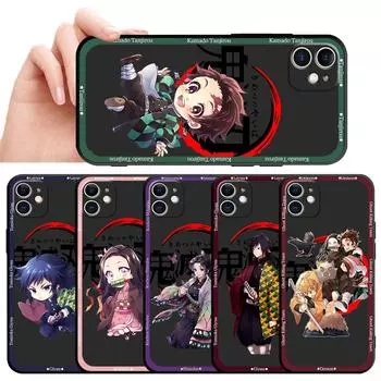 Роскошный черный мягкий чехол для телефона Iphone 13 Pro Xs X 11 12 Mini Se 8 Plus 7 6s Xr 14 Pro Max 13mini 11, чехол Demon Slayer Anime iPhone 11 Pro
