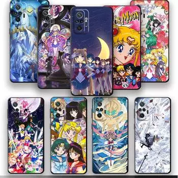 Роскошный черный мягкий чехол для телефона Xiaomi Redmi Note 9 11 Pro 8T 10S 11T 11S 7 9S 10 Lite 8 11E, чехол Japan Sailors-Cute Moons Redmi Note 7