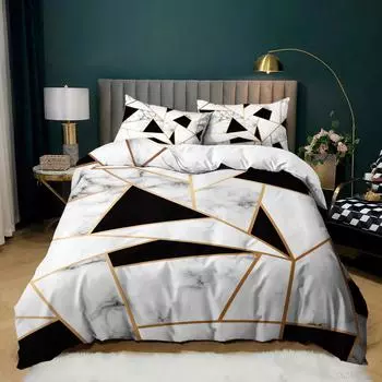 Роскошный черный мраморный пододеяльник, комплект постельного белья размера Queen/King/Full/Twin, геометрический черный мраморный пододеяльник, комплект постельного белья для мужчин и женщин 70x133cm 2pcs