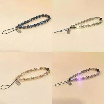 Роскошный черный золотой телефон цепочка ремешок бусины корейский браслет для iPhone Samsung аксессуары подвеска на веревке ювелирные изделия