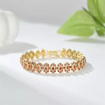 Роскошный цветочный браслет, позолоченные 18-каратного циркона, браслеты с цветочным дизайном для женщин