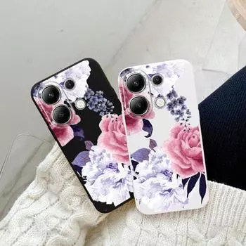 Роскошный цветочный мягкий силиконовый чехол для Xiaomi Redmi Note 13 Pro 14C Samsung A55 M35 S24 FE iPhone Huawei Honor Realme Camera защитный противоударный чехол Samsung Galaxy S9 Plus