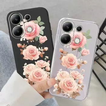 Роскошный цветочный мягкий силиконовый чехол для Xiaomi Redmi Note 13 Pro 14C Samsung A55 M35 S24 FE iPhone Huawei Honor Realme Camera защитный противоударный чехол Samsung Galaxy S9 Plus