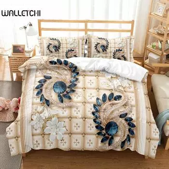 Роскошный цветочный пододеяльник односпальный двухместный размер King Queen Size геометрический комплект постельного белья из микрофибры одеяло покрывало для девочки подростка взрослой комнаты EU single(135x200cm)