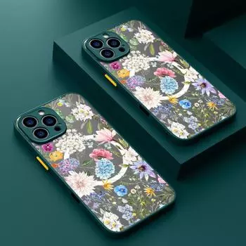 Роскошный цветочный принт для тонкого прозрачного чехла MagSafe для iPhone 16 15 Pro Max 14 Plus 13 12 Pro 11 8 7, противоударный матовый магнитный чехол для телефона с мягким краем iPhone 16 чёрный