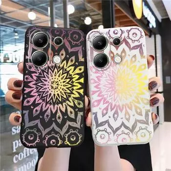 Роскошный цветочный узор Мягкий силиконовый чехол для Xiaomi Redmi Note 13 Pro 14 Samsung A55 S24 iPhone Huawei Honor Realme Camera Защитный противоударный чехол Samsung Galaxy S9 Plus