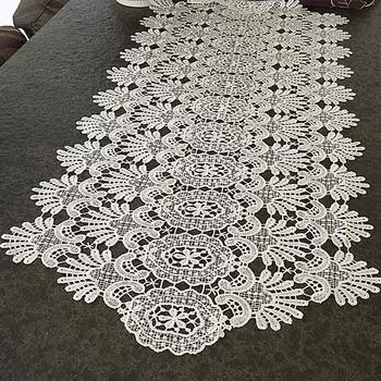 Роскошный цветок белый Вышитый постельный флаг Дорожка скатерть чехол для стола Рождество Свадьба Украшение стола и аксессуары 40X70CM