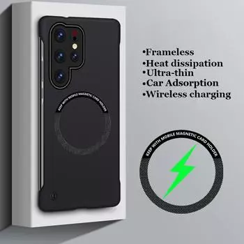 Роскошный деловой чехол Asdipsa Matte безрамочный магнитный ПК для Samsung Galaxy S24 S23 Ultra S22 S21 FE Plus с металлическим кольцом и пластиковой задней крышкой Magsafe For Galaxy S21 белый