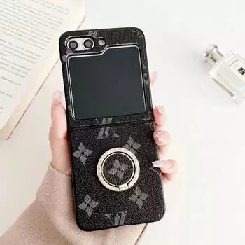 Роскошный деловой чехол для телефона с ретро-узором и двойным V для Samsung Galaxy Z Flip 7 6 5 4 3, черный браслет-цепочка, женская защитная крышка Galaxy Z Flip4