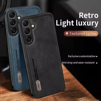 Роскошный деловой чехол из натуральной кожи для телефона Samsung Galaxy M35P, простой противоударный чехол для полной защиты For Samsung M35 5G чёрный