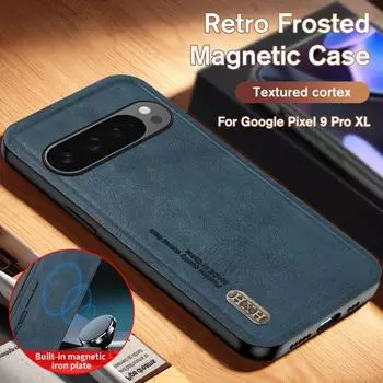 Роскошный деловой кожаный чехол для Google Pixel 9 Pixel 9 Pro XL 9 Pro 9 Pro XL 5G матовый ретро кожаный автомобильный магнитный чехол для объектива противоударный защитный чехол For Pixel 9 Pro XL