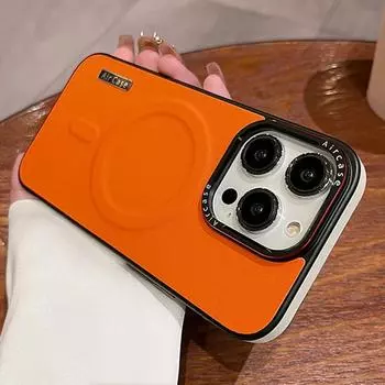 Роскошный деловой кожаный магнитный чехол для телефона iPhone 16 15 14 13 12 Pro Max для беспроводной зарядки Magsafe, противоударный матовый чехол For iPhone 16 Pro Max белый