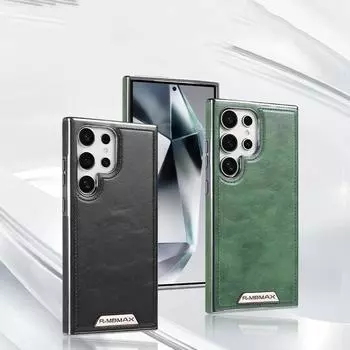 Роскошный деловой однотонный кожаный чехол для телефона Samsung S24 Ultra S23 Plus с беспроводной зарядкой Magsafe, противоударный мягкий чехол-бампер из ТПУ с магнитом Samsung S24 кофейный