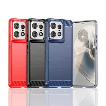 Роскошный деловой силиконовый прочный бронированный чехол из углеродного волокна, мягкий чехол для чехлов для телефонов Motorola Edge 50 Pro For Moto Edge 50 Pro чёрный