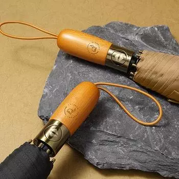 Роскошный деревянный зонт для мужчин и женщин, деловой полностью автоматический зонт, ветрозащитный, прочный, большой, дождевой зонт серый