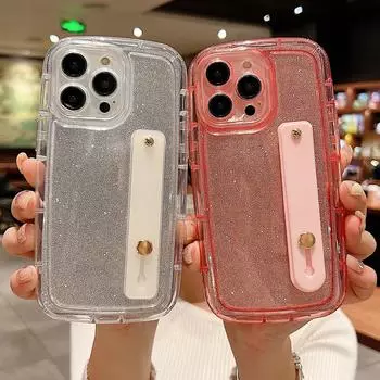 Роскошный держатель браслета со вспышкой, мягкий силиконовый чехол для Iphone 13 12 11 14 Pro Max, мини-ремешок, противоударный акриловый чехол For iPhone 14Pro Max