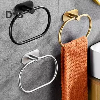 Роскошный держатель для полотенец, настенный крючок для хранения, прочный, легко моется, простая установка, держатель для полотенец для рук, украшение для ванной комнаты Ellipse чёрный