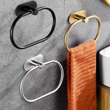 Роскошный держатель для полотенец, настенный крючок для хранения, прочный, легко моется, простая установка, держатель для полотенец для рук, украшение для ванной комнаты Ellipse чёрный