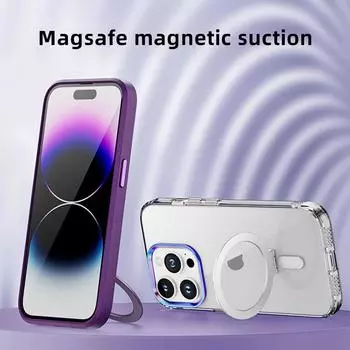 Роскошный держатель для телефона, прозрачный чехол для телефона Hd для Iphone 14, 13, 12, 11 Pro Max, магнитный акриловый алюминиевый магнит с беспроводной зарядкой, чехол For iPhone 14 зелёный