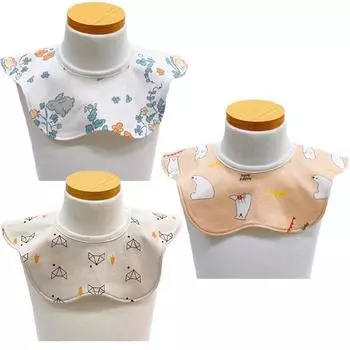 Роскошный детский хлопковый водонепроницаемый нагрудник на колесиках, комплект из 3 предметов, белый медведь, лиса, чистый, 1 комплект