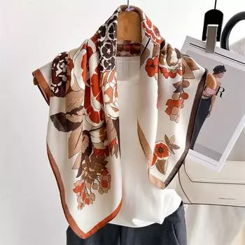 Роскошный дизайн 65*65см Модный шарф Повязки на голову Женские цветы Шарф для волос Хиджаб Фуляр Бандана Головной платок Шейный платок Лента 65X65cm