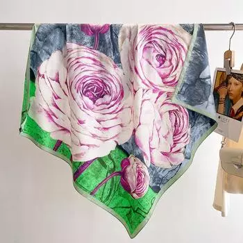 Роскошный дизайн 90X90 см напечатанный женский шелковый муфельный платок-бандана прямоугольная шаль с квадратным воротником модный платок фуляр 90x90cm