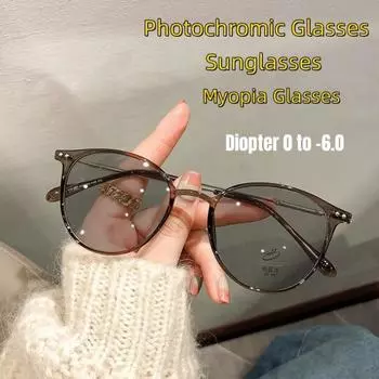 Роскошный дизайн, фотохромные очки для близорукости, мужские и женские очки с блокировкой синего света UV400, солнцезащитные очки, украшения, диоптрии -4