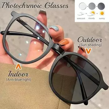 Роскошный дизайн, фотохромные очки для мужчин и женщин, квадратные большие очки для близорукости, близорукие очки, уличные изменяющие цвет очки 0