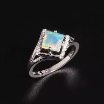 Роскошный дизайн Кольцо с натуральным опалом, камень, родившийся в октябре, из стерлингового серебра 925 пробы, элегантный модный подарок на день рождения для женщин и девочек US RING SIZE:6# белый