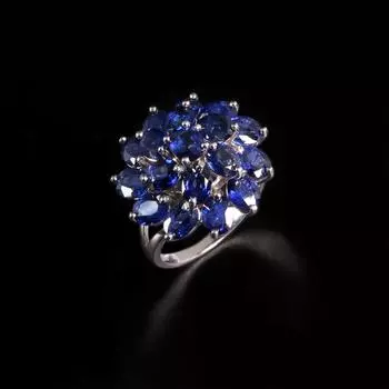 Роскошный дизайн, кольцо с натуральным диффузным сапфиром, камень, родившийся в сентябре, великолепное ювелирное украшение для женщин, свадебная и банкетная одежда US RING SIZE:6# синий