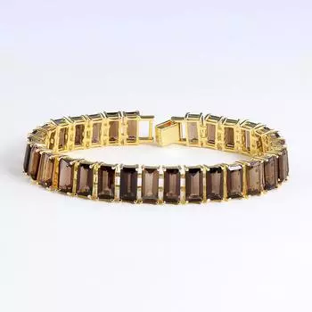 Роскошный дизайн, натуральный драгоценный камень дымчатого кварца 41 карат, великолепный браслет, женская одежда для юбилейной вечеринки, банкета, серебро S925, изысканные ювелирные изделия L коричневый